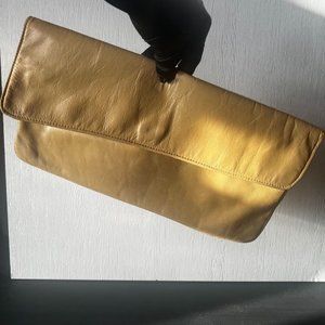 Teek Orr Genuine Leather Beige Envelope Clutch Made in USA